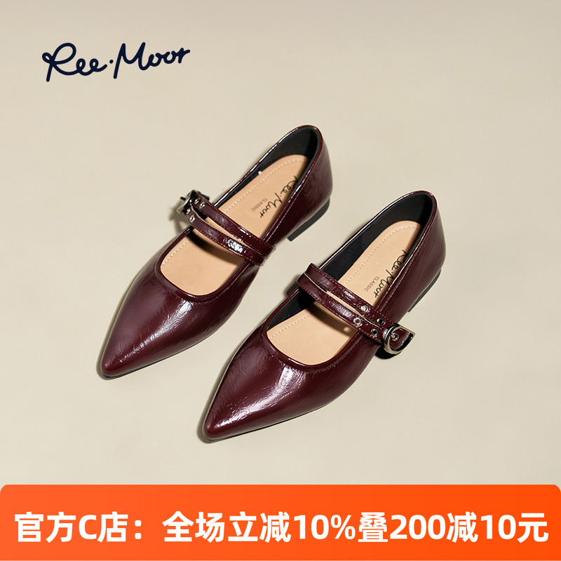 REEMOOR平底鞋尖头气质玛丽珍