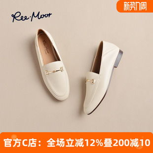 一脚蹬豆豆鞋 通勤小皮鞋 女 2026秋新款 REEMOOR睿慕舒适圆头乐福鞋