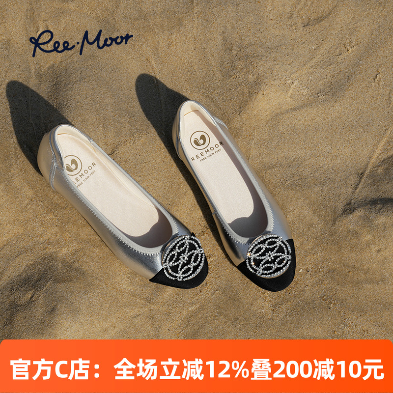 REEMOOR睿慕2025法式水钻平底鞋