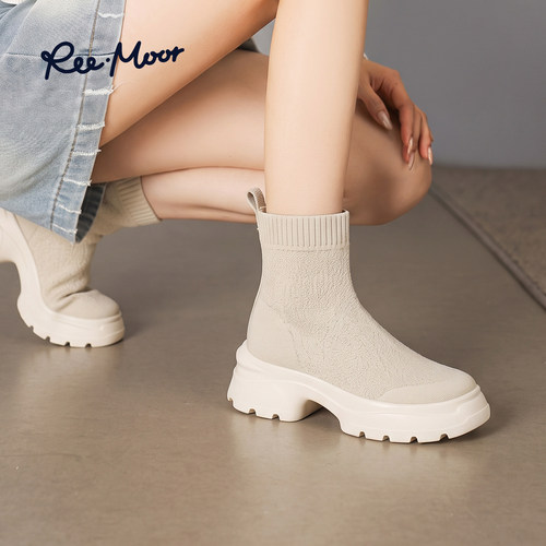 REEMOOR简约圆头百搭弹力袜靴女