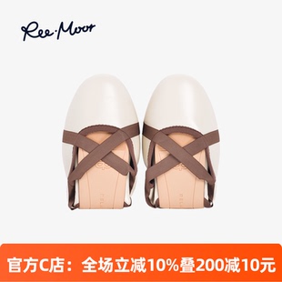 女 REEMOOR睿慕2025新款 交叉绑带芭蕾舞蛋卷鞋 圆头平底鞋 舒适单鞋