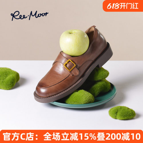REEMOOR复古皮带扣一脚蹬乐福鞋
