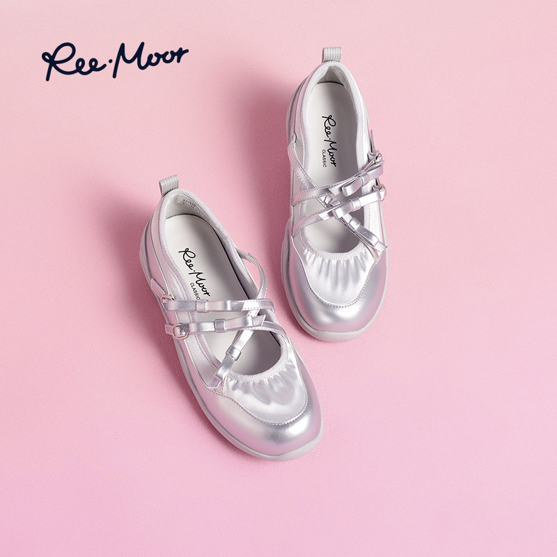 REEMOOR睿慕银色玛丽珍鞋2026秋冬新款运动风厚底芭蕾舞鞋女单鞋