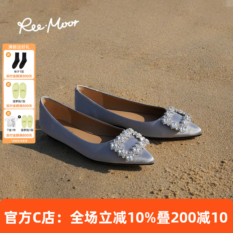 睿慕单鞋休闲内增高纯色水钻软底