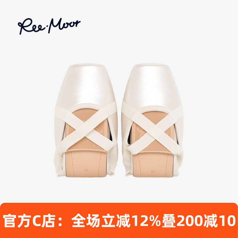 REEMOOR睿慕2026新款交叉绑带芭蕾舞方头平底舒卷鞋软底ins平底鞋,女鞋,时尚芭蕾鞋,淘宝优惠券,粉丝福利购,淘宝优惠卷