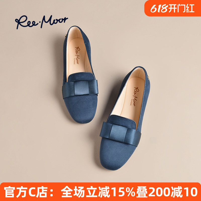 REEMOOR睿慕圆头软底豆豆鞋2026年秋冬新款平底鞋乐福鞋气质女鞋