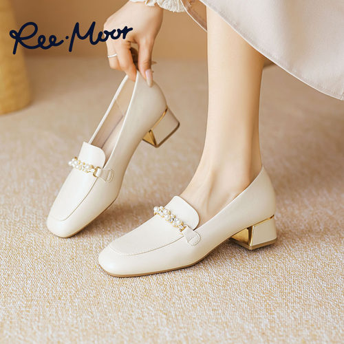 REEMOOR粗跟玛丽珍增高乐福鞋