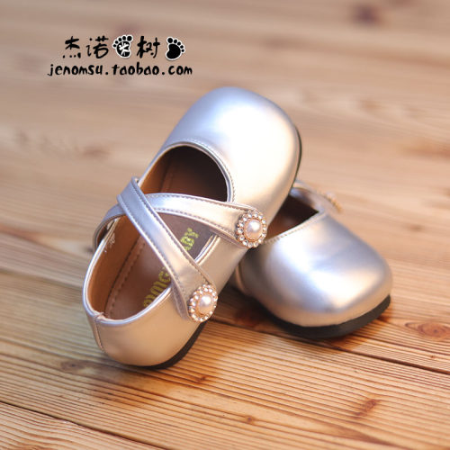 小香风珍珠女宝宝小皮鞋春秋