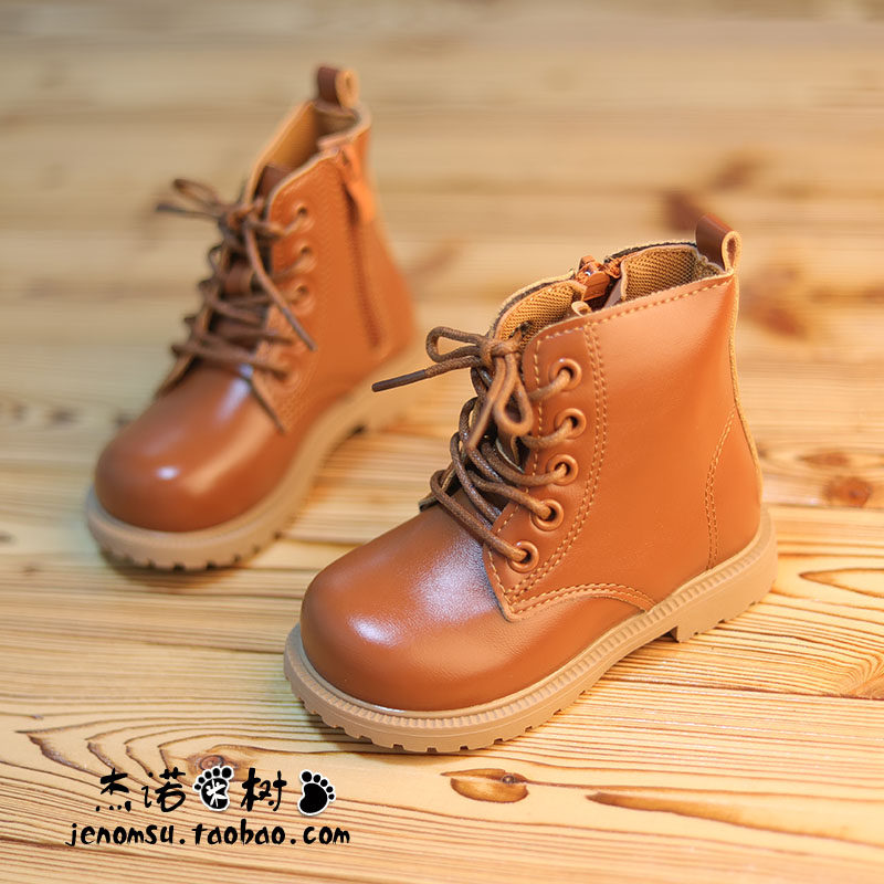 儿童马丁靴英伦风皮鞋透气小黄靴