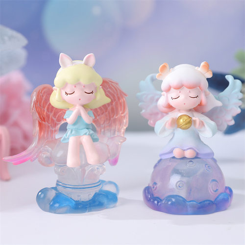 新款筑梦天使盲盒树脂工艺品潮玩公仔女孩桌面装饰摆件学生礼品