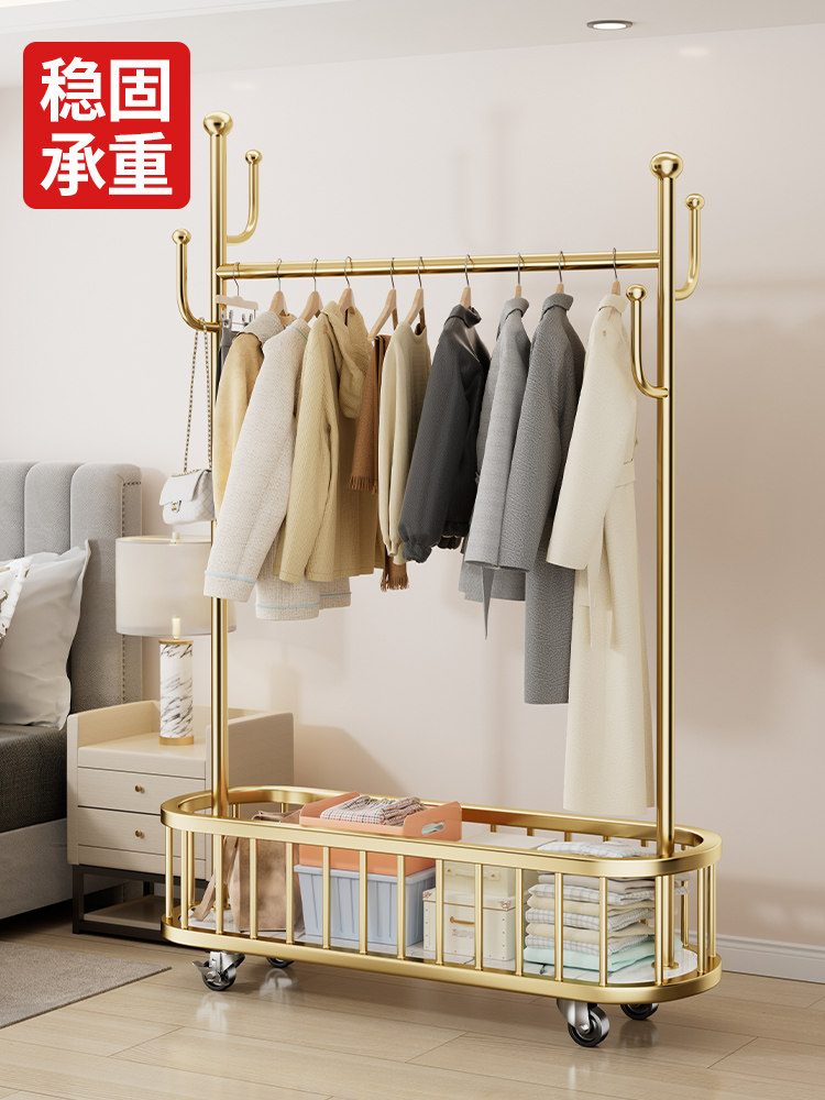 晾衣架卧式晾衣架可移动轮式家庭室内多功能简易移动客厅晾衣架