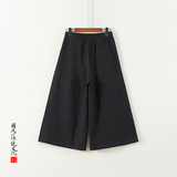 2025风休闲宽松直筒阔腿裤秋季中腰棉麻凉感水洗长裤K013P75，男装休闲裤，星座409-1