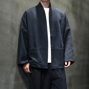 披风棉麻居士服茶服M910P85 盘扣宽松短款 唐装 外套男青年中式