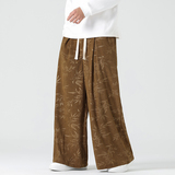 秋冬风灯芯绒休闲长裤直筒阔腿裤日系复古条绒哈伦裤K039P55，男装休闲裤，星座409-1