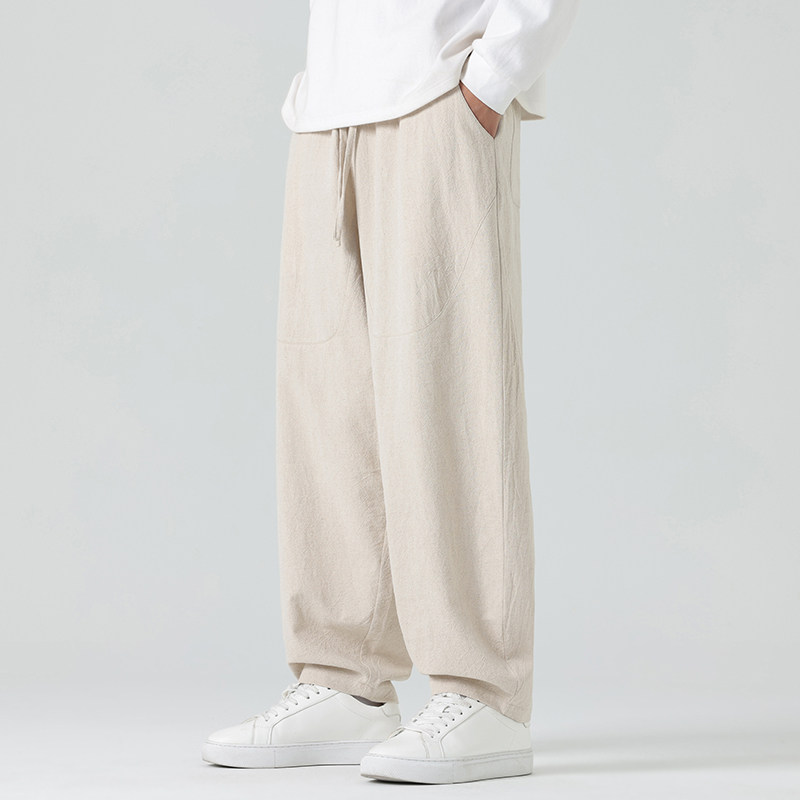 休闲裤男士宽松灯笼裤传统练功裤棉麻长裤阔腿裤K055P75,男装休闲裤,星座409-1
