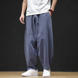 休闲裤男士宽松灯笼裤传统练功裤棉麻长裤阔腿裤K055P75，男装休闲裤，星座409-1