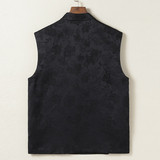 秋冬季马甲风男装坎肩斜襟居盘扣士服冬暖保无袖外套，男装民族服装，星座409-1