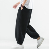 冬季保暖大码宽松休闲裤复古棉麻男加绒长裤风阔腿裤K001P85，男装休闲裤，星座409-1