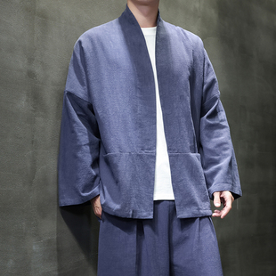 披风棉麻居士服茶服M910P85 盘扣宽松短款 唐装 外套男青年中式