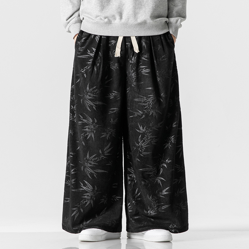 秋冬风灯芯绒休闲长裤直筒阔腿裤日系复古条绒哈伦裤K039P55，男装休闲裤，星座409-1