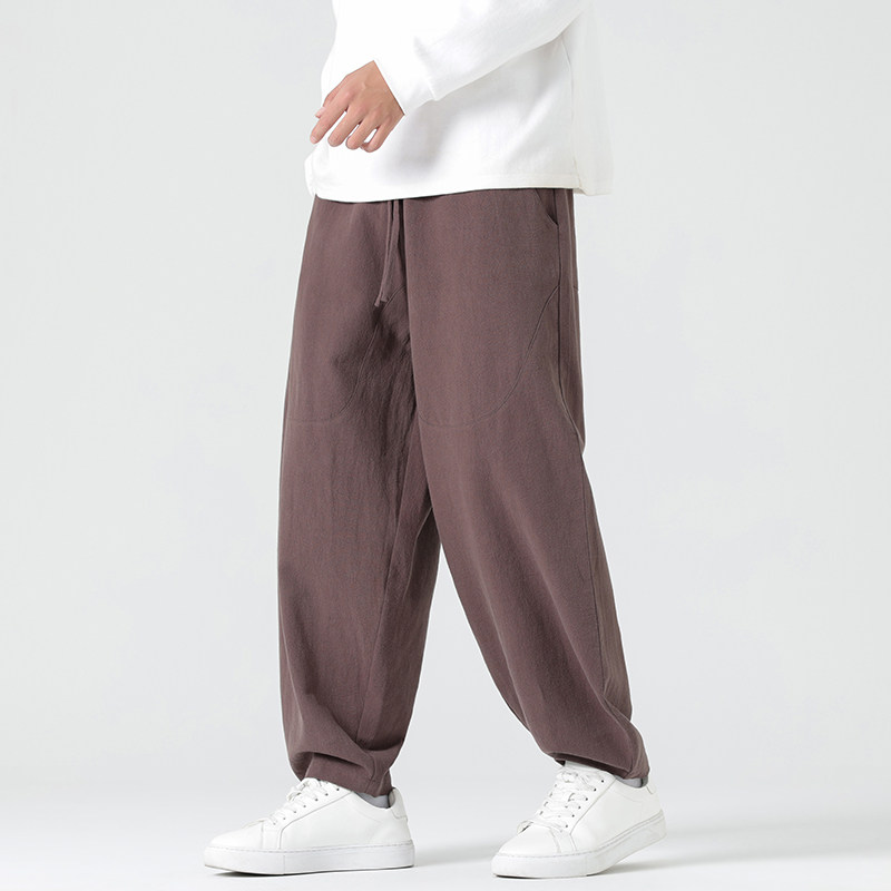 休闲裤男士宽松灯笼裤传统练功裤棉麻长裤阔腿裤K055P75,男装休闲裤,星座409-1