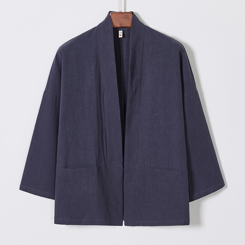 唐装外套男青年中式盘扣宽松短款披风棉麻居士服茶服M910P85，男装民族服装，星座409-1