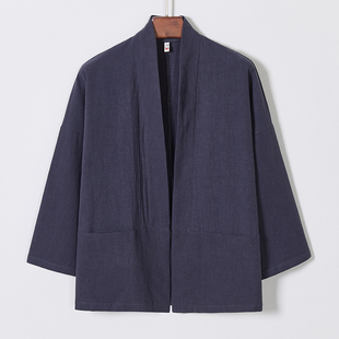 披风棉麻居士服茶服M910P85 盘扣宽松短款 唐装 外套男青年中式