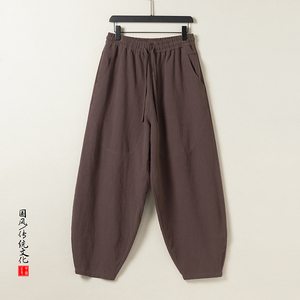 休闲裤男士宽松灯笼裤传统练功裤棉麻长裤阔腿裤K055P75,男装休闲裤,星座409-1