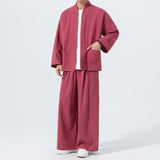 开衫唐装风棉麻禅修居士茶服大码披风汉服套装M910K013P160，男装民族服装，星座409-1