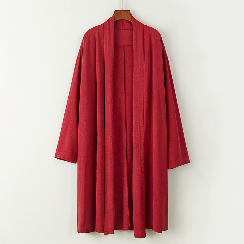 2025男装中国风道袍披风宽松亚麻开衫休闲中长款对襟风衣C018P75