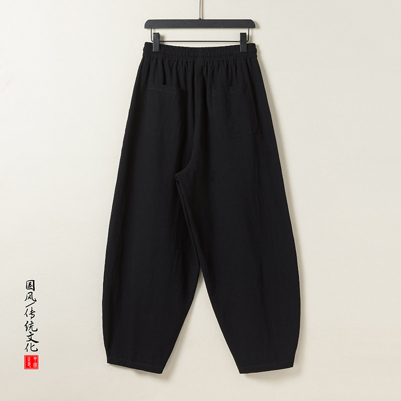 休闲裤男士宽松灯笼裤传统练功裤棉麻长裤阔腿裤K055P75,男装休闲裤,星座409-1