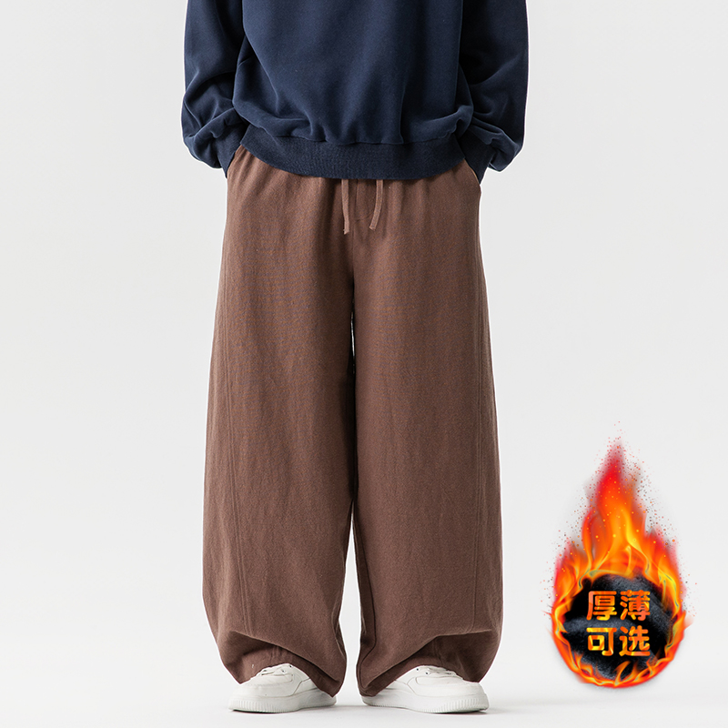 风棉麻休闲裤加绒弯刀裤大码阔腿裤长裤宽松灯笼裤5005P85，男装休闲裤，星座409-1