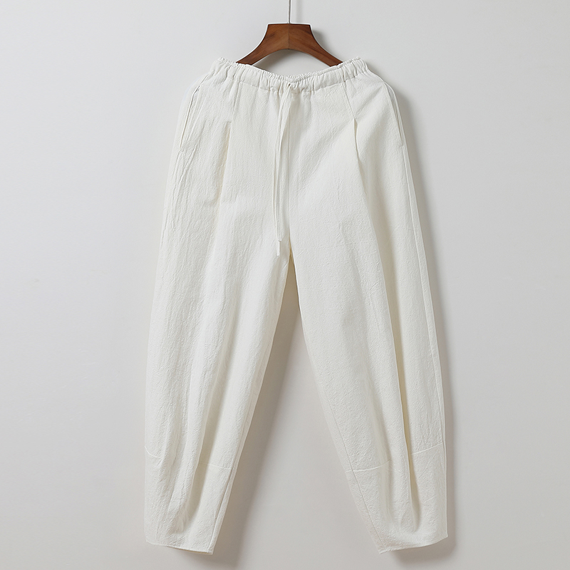 冬季保暖大码宽松休闲裤复古棉麻男加绒长裤风阔腿裤K001P85，男装休闲裤，星座409-1