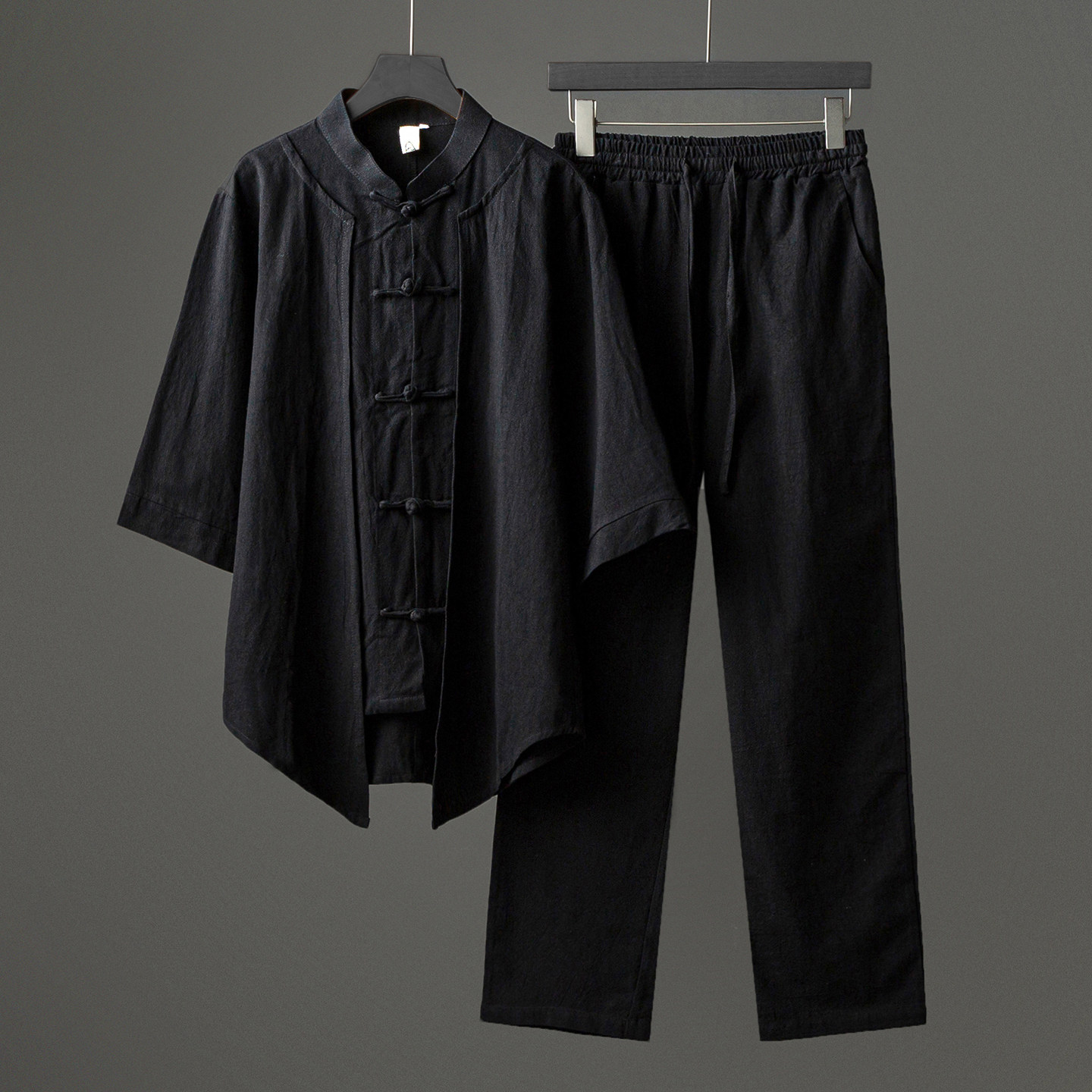 中国风立领半袖衬衫布扣唐装男居士茶服套装纯棉禅服M913K021P135,男装,汉服,淘宝优惠券,粉丝福利购,淘宝优惠卷