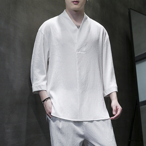 风夏季男士冰丝短袖t恤宽松大码茶服薄款半袖体恤C053P60图片