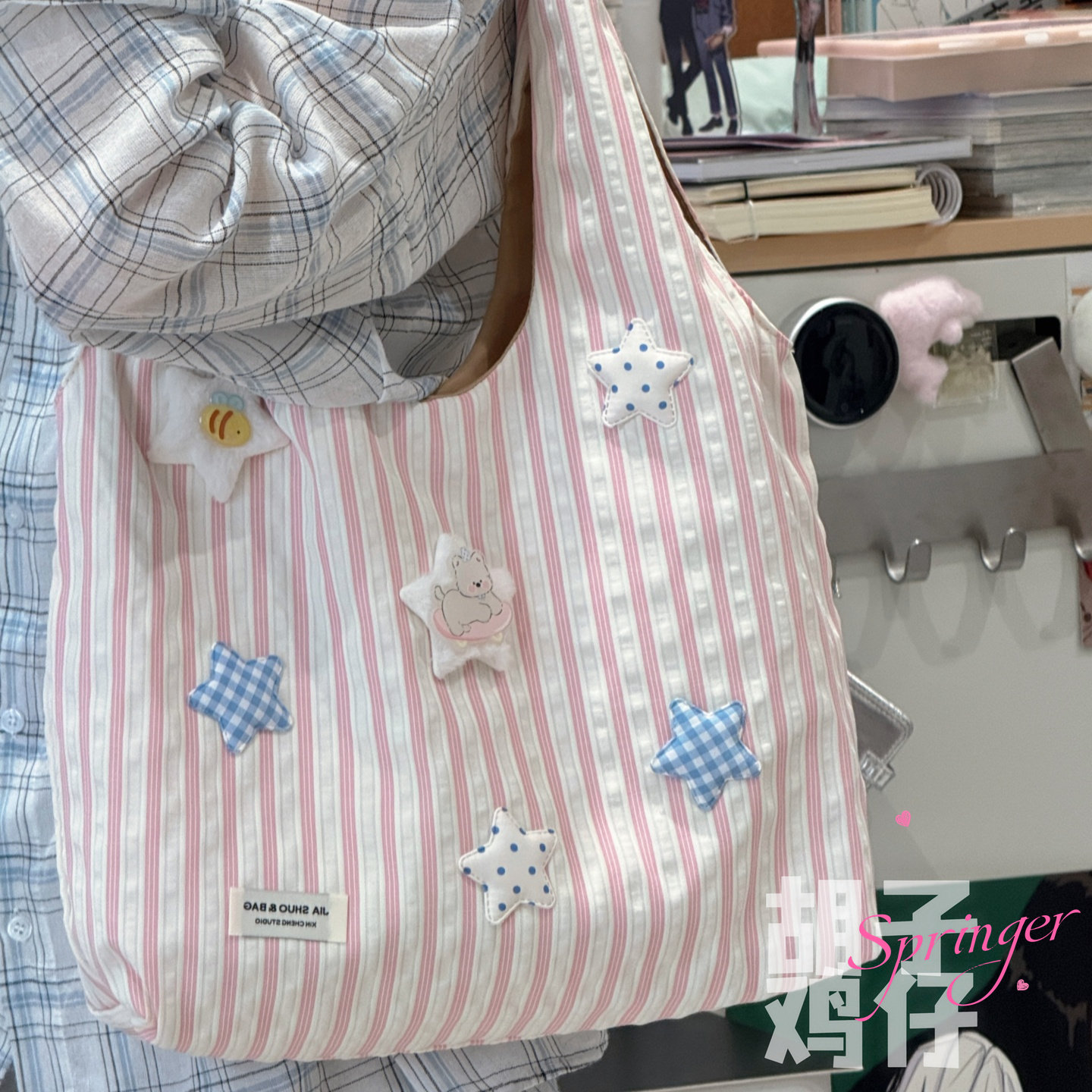 胡子鸡仔日系卡通可爱小狗单肩包包女韩版少女学生托特包帆布包