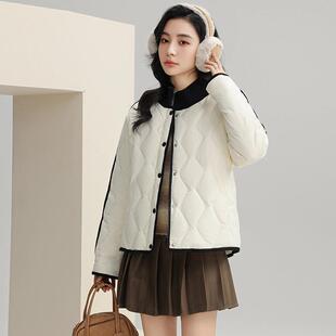 鸭鸭轻薄羽绒服女款针织立领洋气时尚冬季新款保暖超好看百搭外套