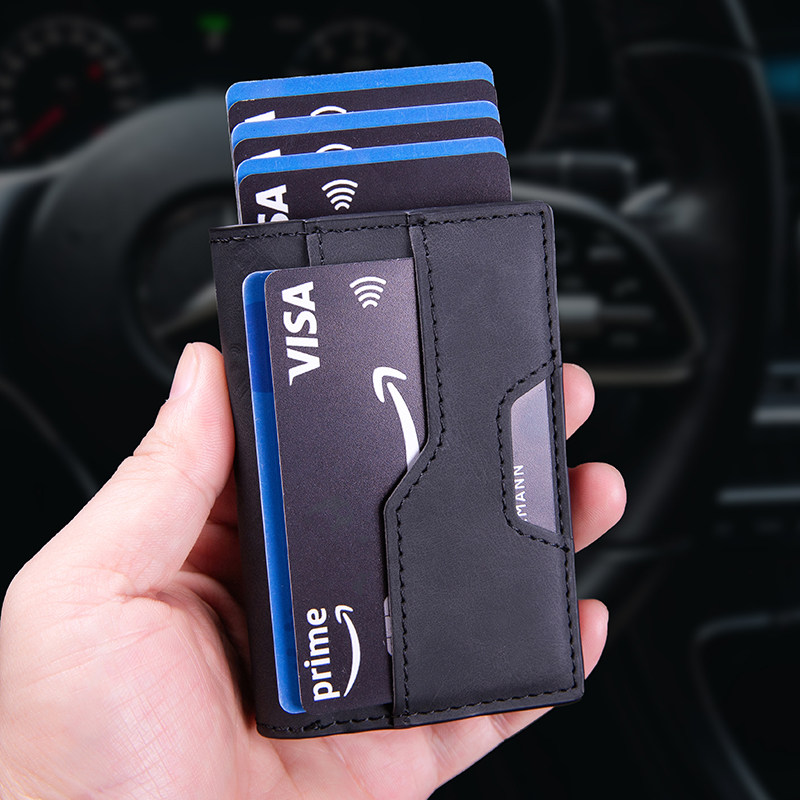 新款多功能防盗刷防消磁自动弹出式卡包RFID信用卡包钱包