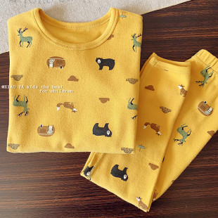 男童睡衣家居服套装秋冬宝宝纯棉秋衣秋裤厚款男孩卡通内衣居家服