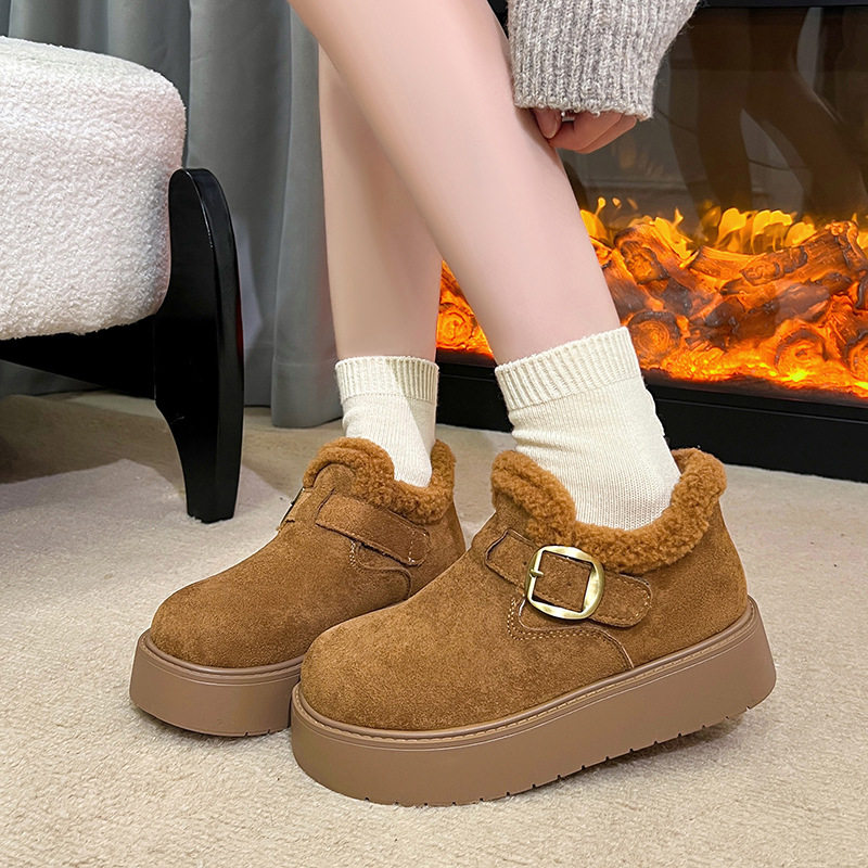 特小码勃肯鞋3334全包加绒厚底女2025新款超火一脚蹬保暖棉鞋增高