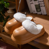 32码 冬 34增高厚底棉拖外穿防水女士保暖家居毛毛拖鞋 33小码 半拖鞋