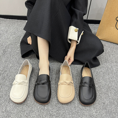 平底大码女鞋414243女士超软豆豆鞋不累脚一脚蹬2025新款加宽加大
