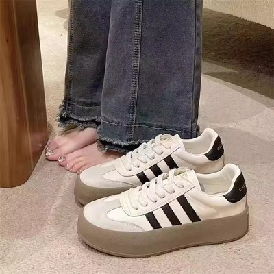 小码德训鞋313233女款经典美拉德复古黑色超火厚底增高百搭小白鞋