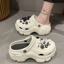 32码33小码拖鞋女2025新款外穿夏厚底包头凉鞋百搭不累脚洞洞鞋34