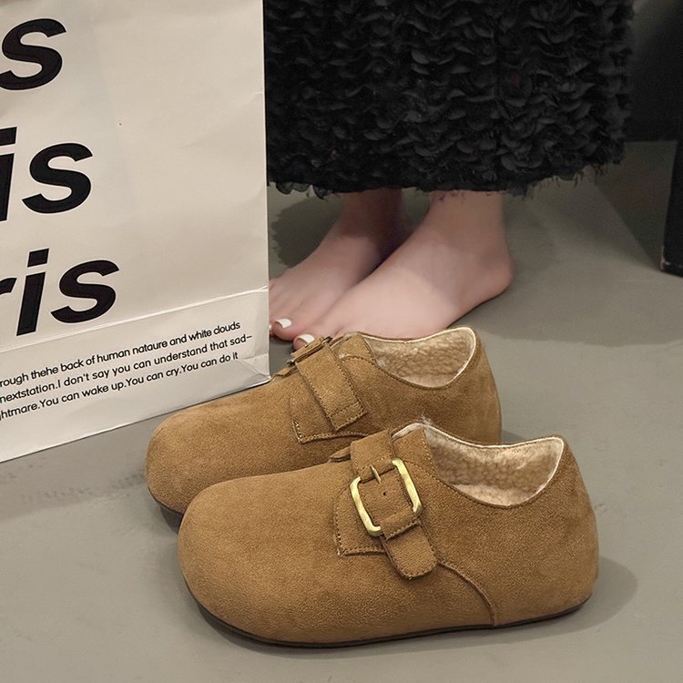 小码加绒勃肯鞋3334厚底毛毛鞋小个子增高保暖雪地靴一脚蹬棉鞋冬