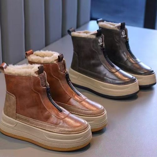 32码33特小码棉靴加绒东北大棉女2025新款冬季厚底雪地靴防滑增高
