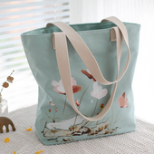 帆布包女2025新款 休闲民族风女士布袋大容量妈咪手提单肩布包 春季