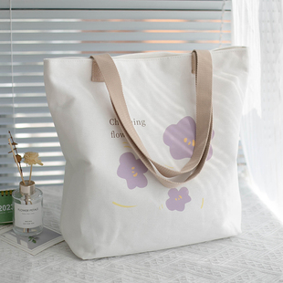 帆布包女单肩大容量春季白色百搭妈咪产检帆布袋2025新款学生布袋