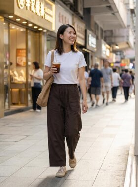 100%亚麻中古风直筒休闲裤