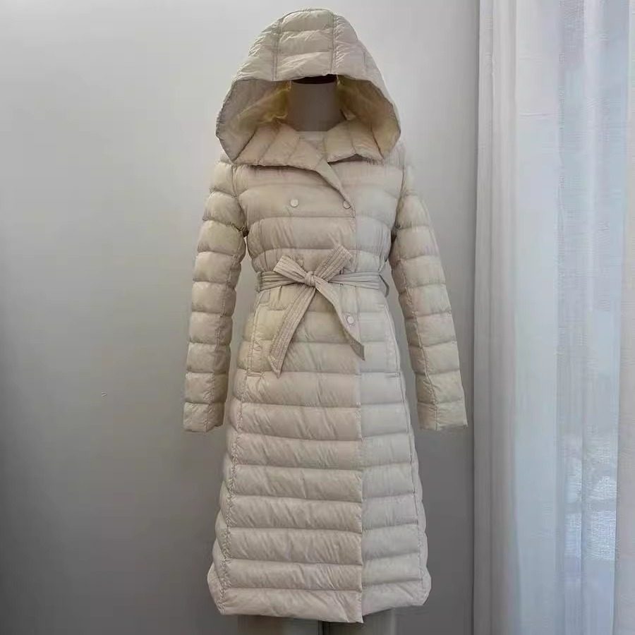 2025秋冬新款韩版中长款连帽轻薄羽绒服女装修身显瘦大码爆款外套